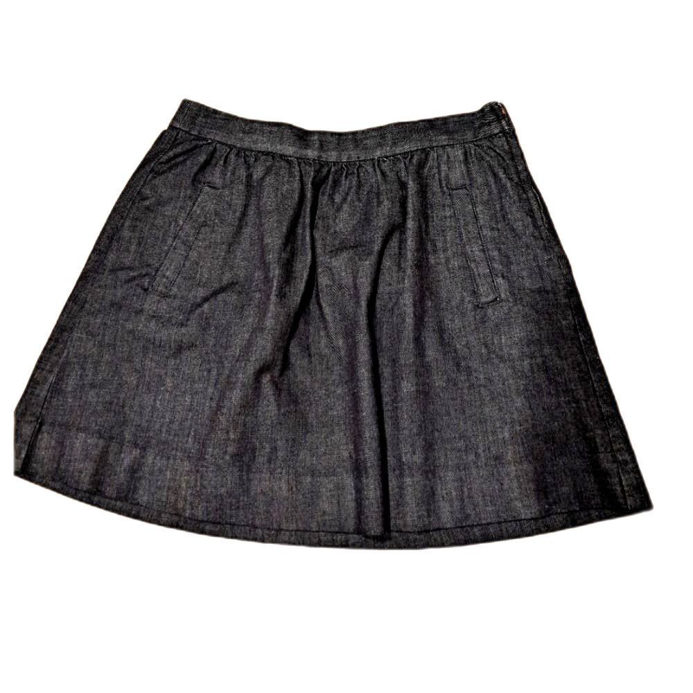 J. Crew denim jean A-line skirt with pockets, dark wash side zip women's size 6